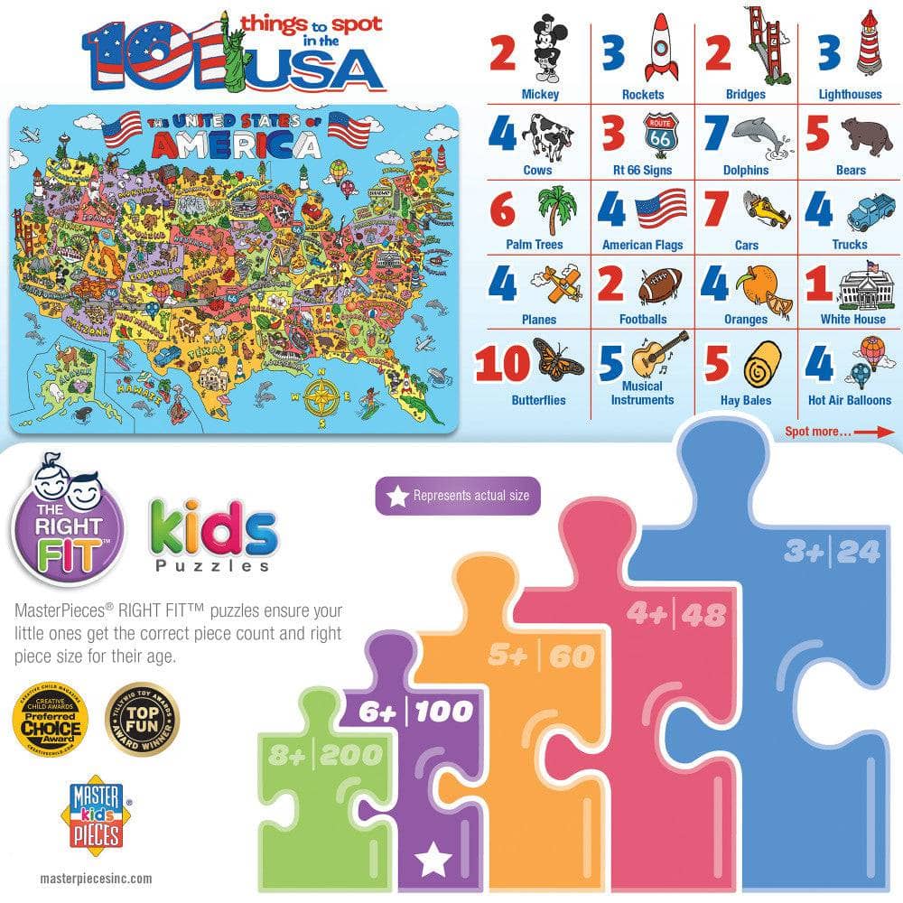 101 Things to Spot in the USA 100 Piece Kids Jigsaw Puzzle - Image 3