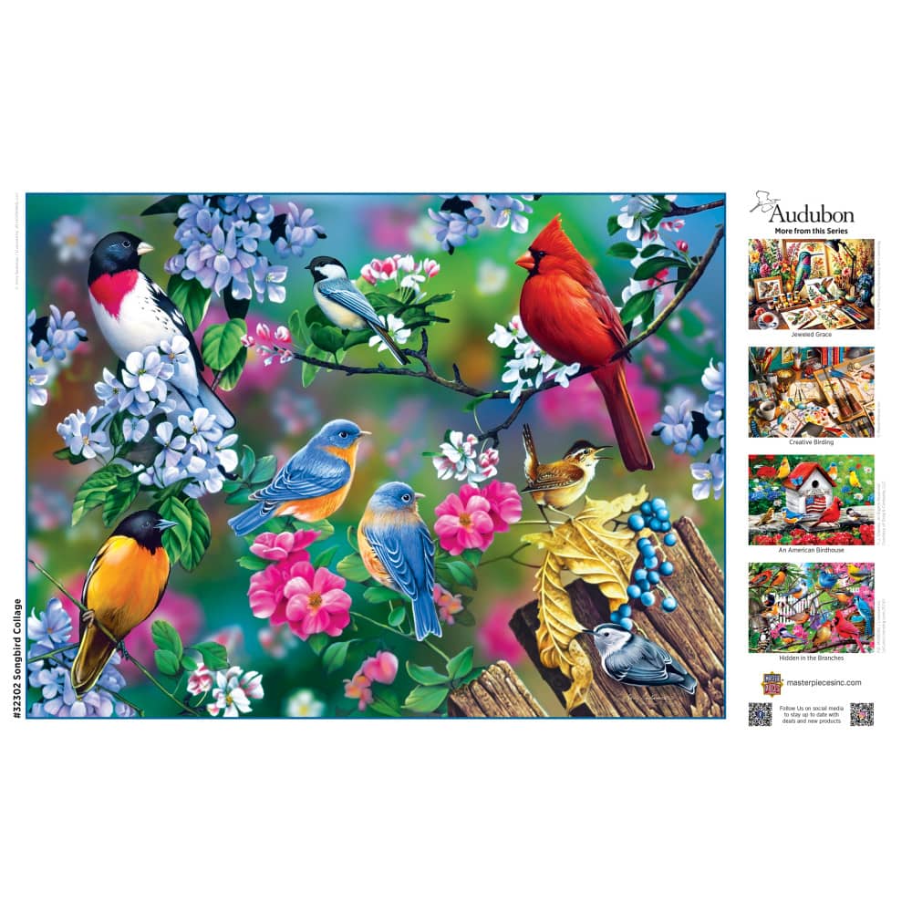 Audubon - Songbird Collage 300 Piece EZ Grip Jigsaw Puzzle - Image 4