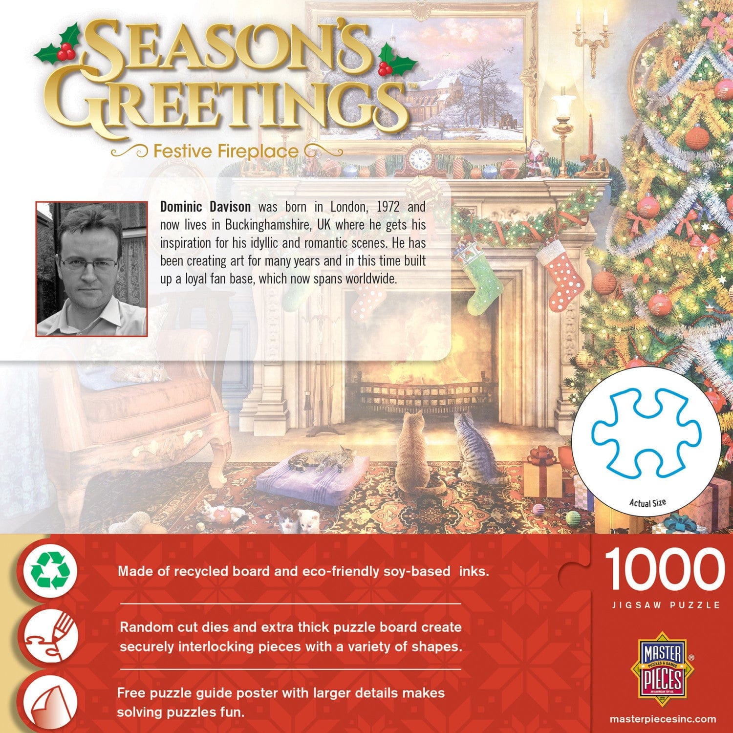 Season's Greetings - Festive Fireplace 1000 Piece Jigsaw Puzzle - Image 3