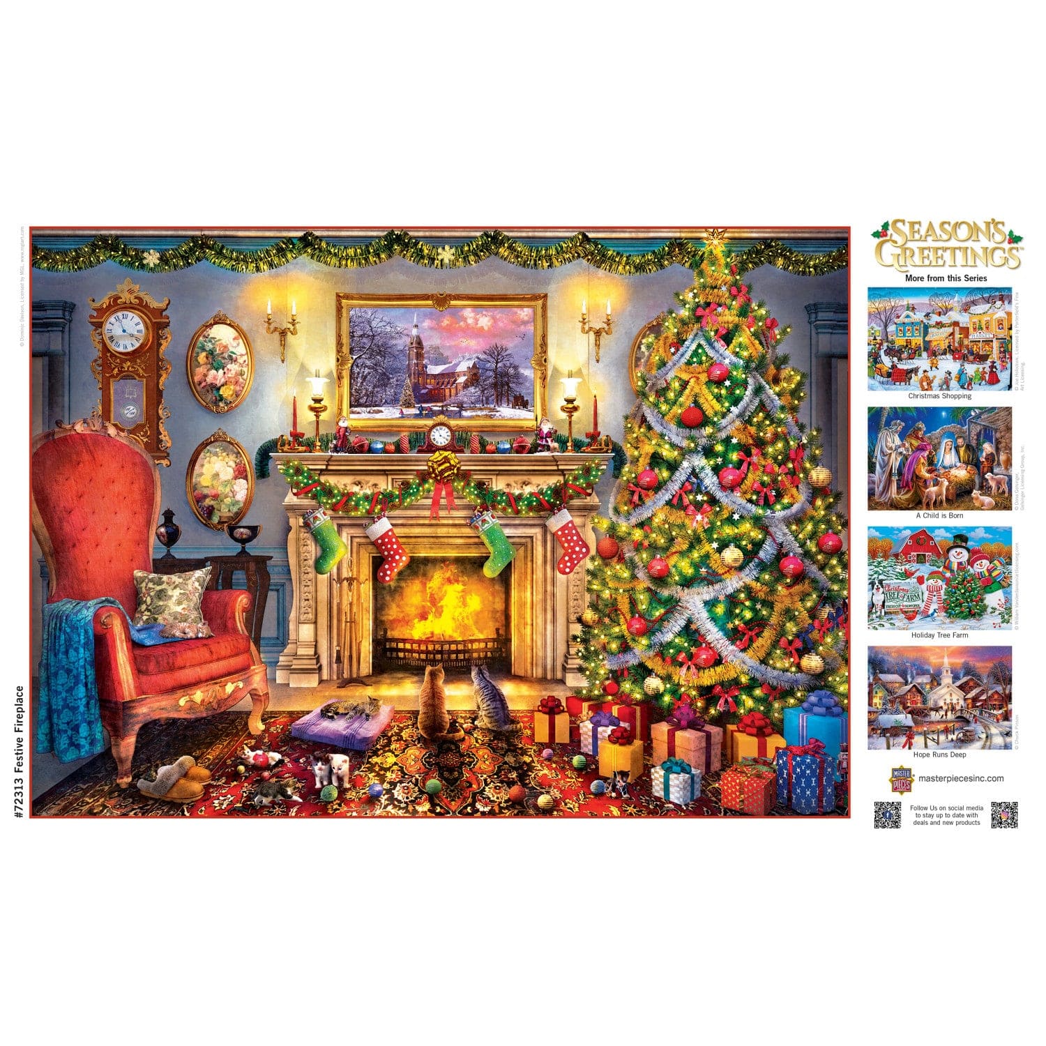 Season's Greetings - Festive Fireplace 1000 Piece Jigsaw Puzzle - Image 4