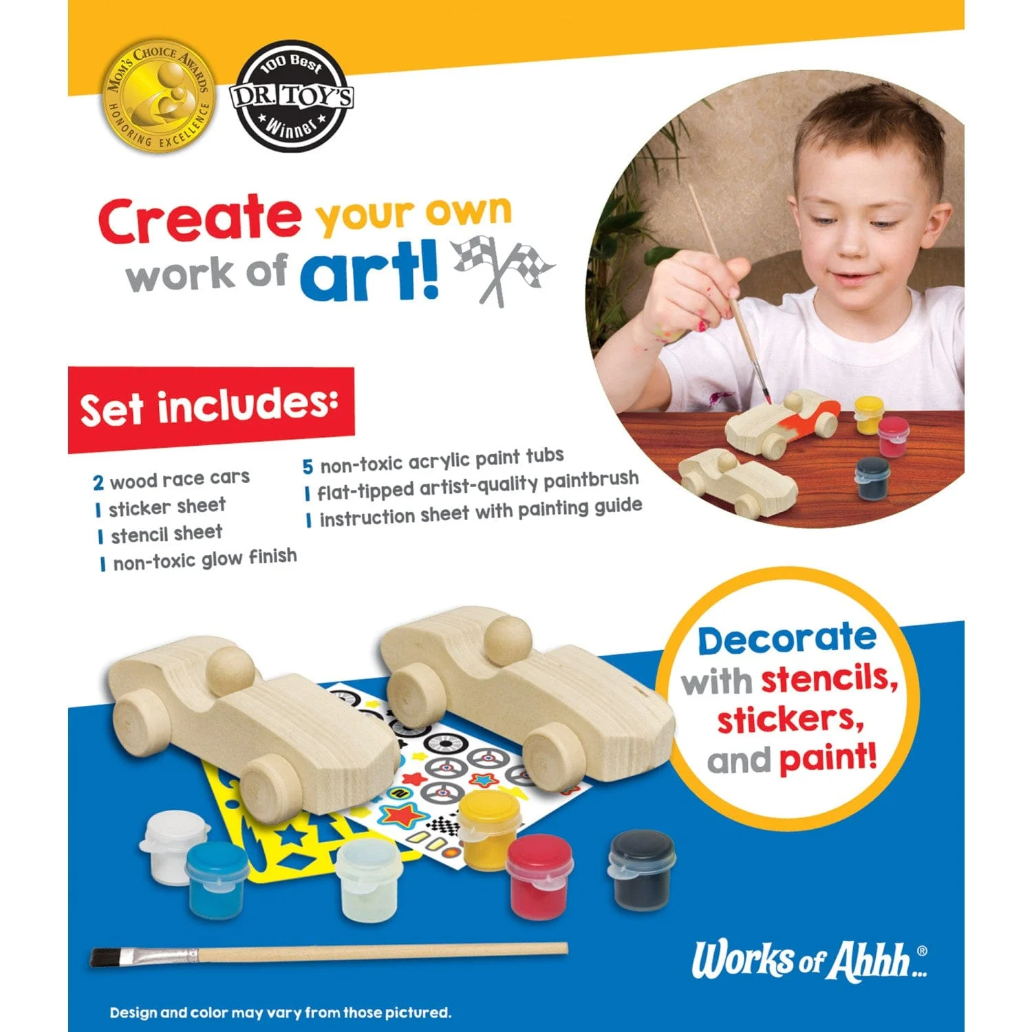 Double Racecars Wood Craft & Paint Kit - Image 3