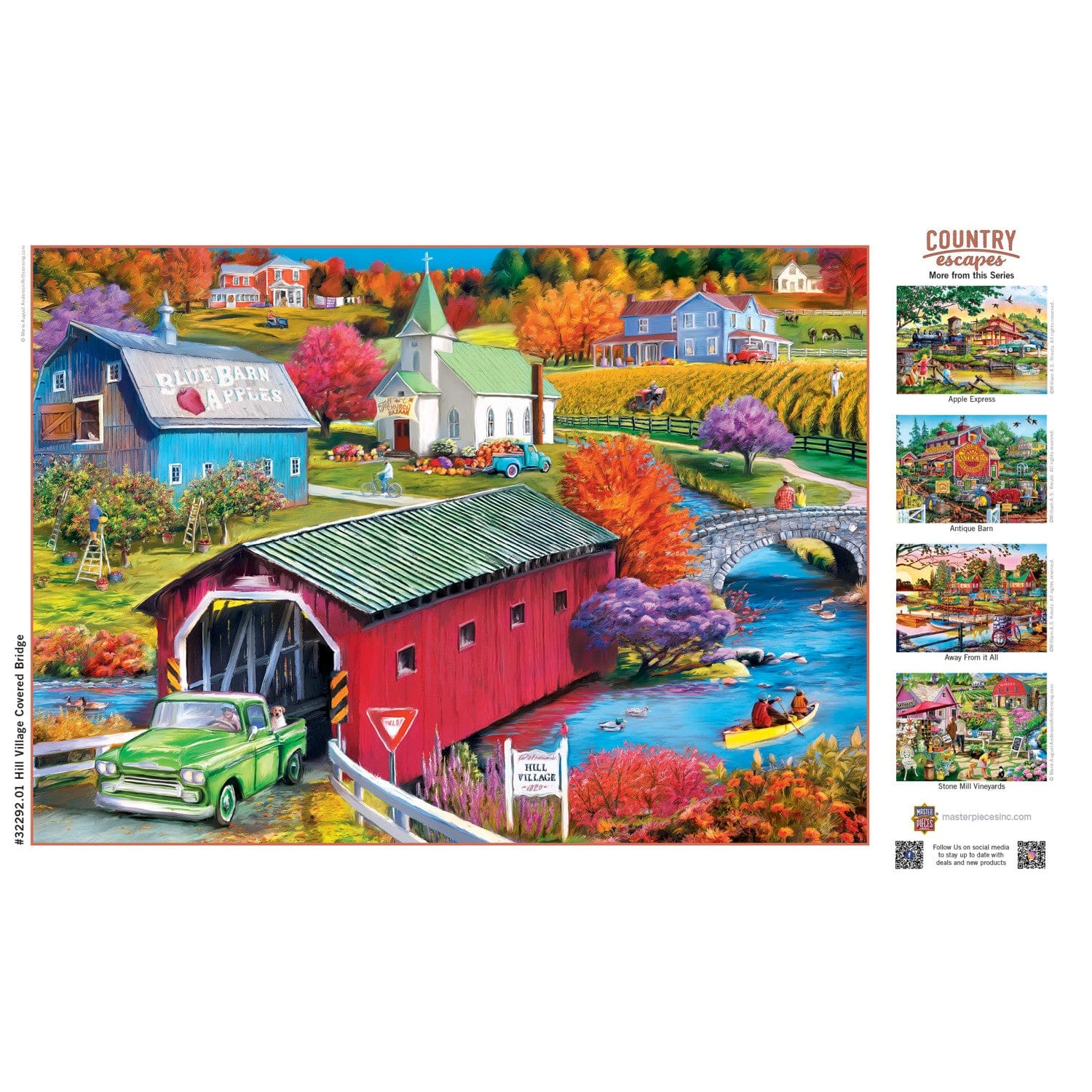 Country Escapes - Hill Village Covered Bridge 500 Piece Jigsaw Puzzle - Image 4