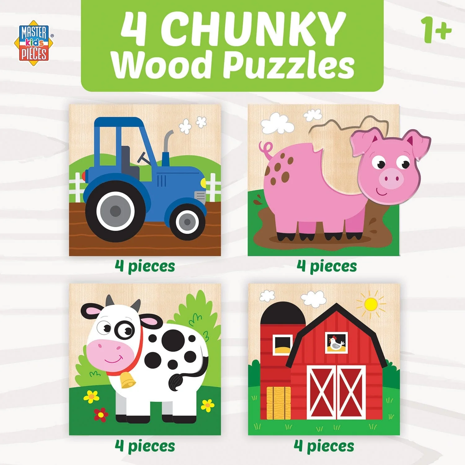 Farm Chunky Wood Puzzles - Kids 4 Pack - Image 7