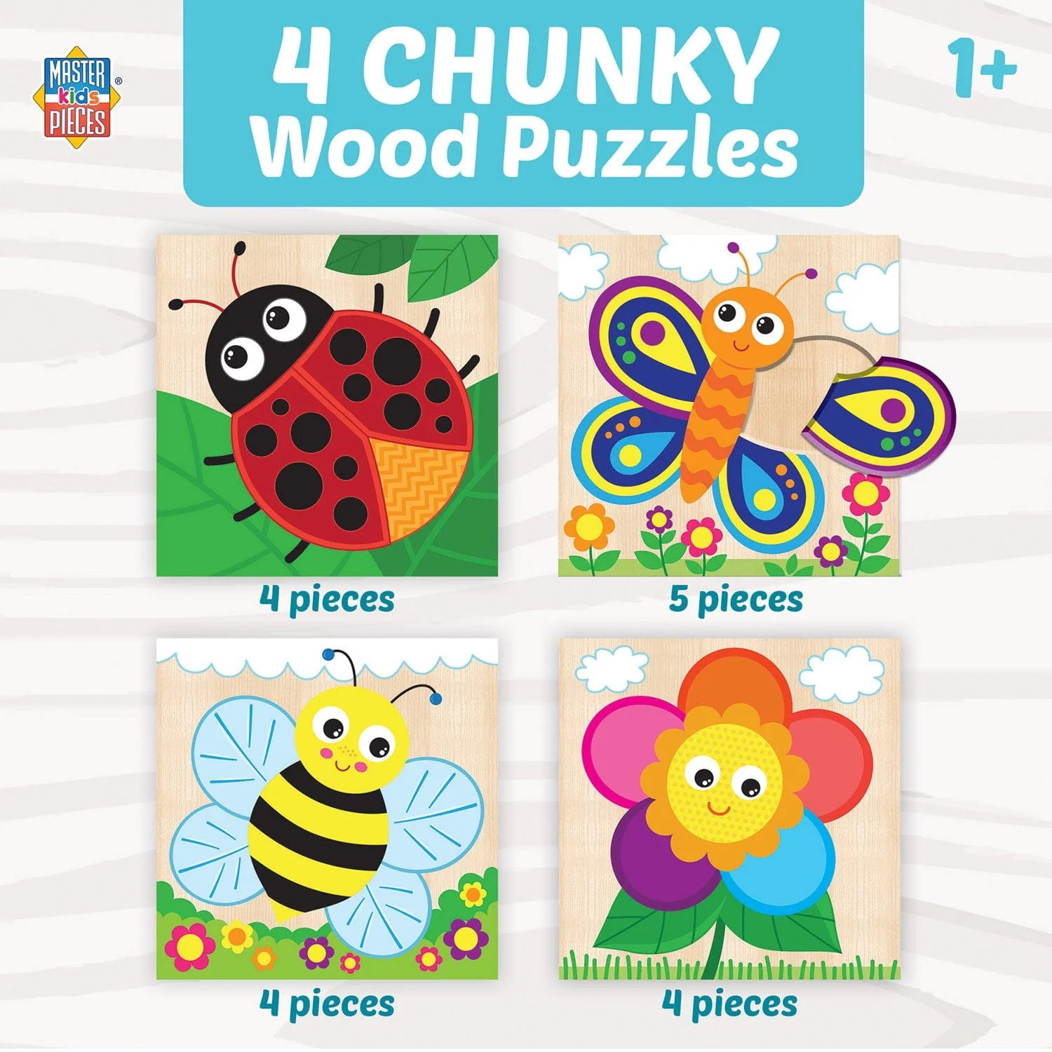 Garden Chunky Wood Puzzles - Kids 4 Pack - Image 7
