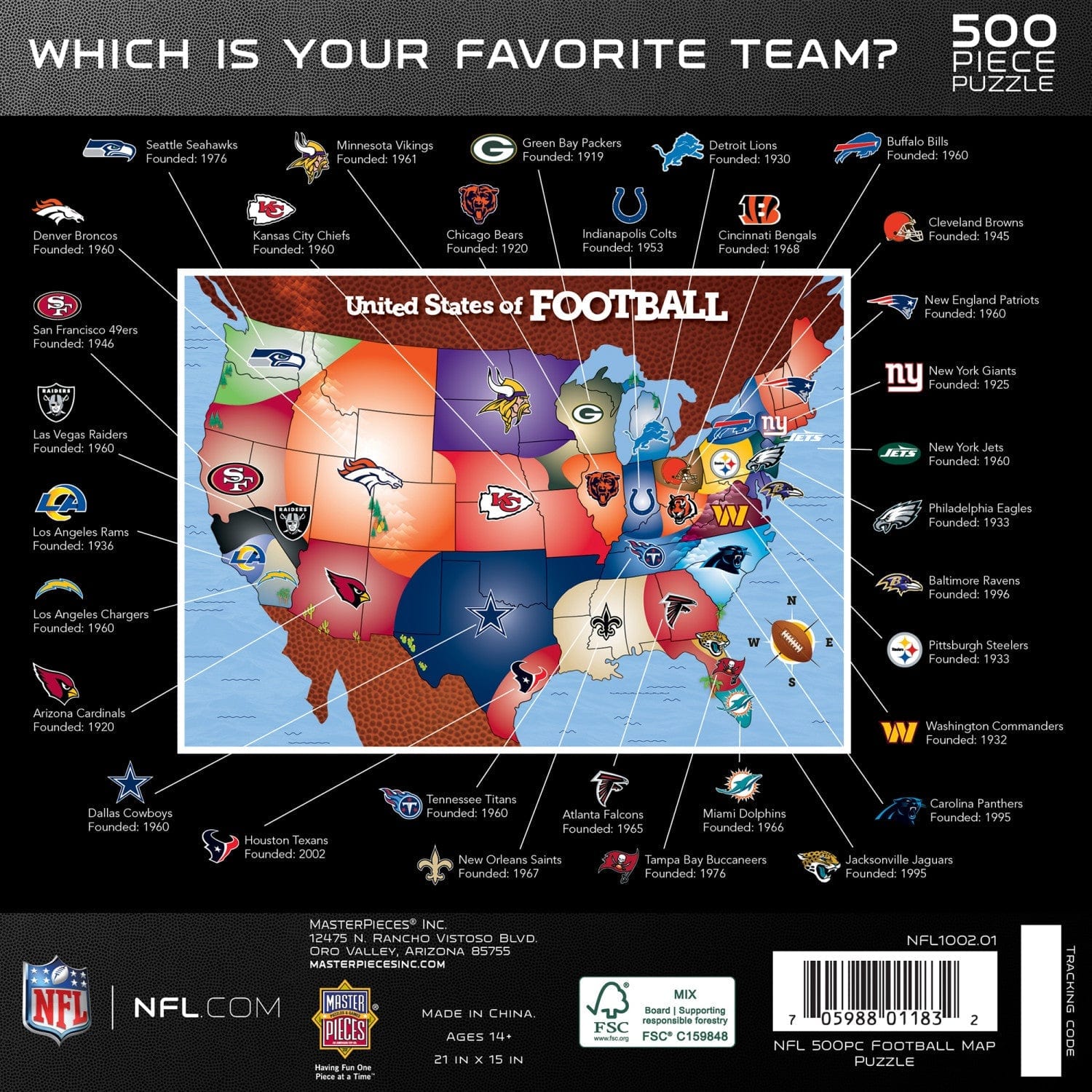 NFL - League Map 500 Piece Jigsaw Puzzle - Image 3