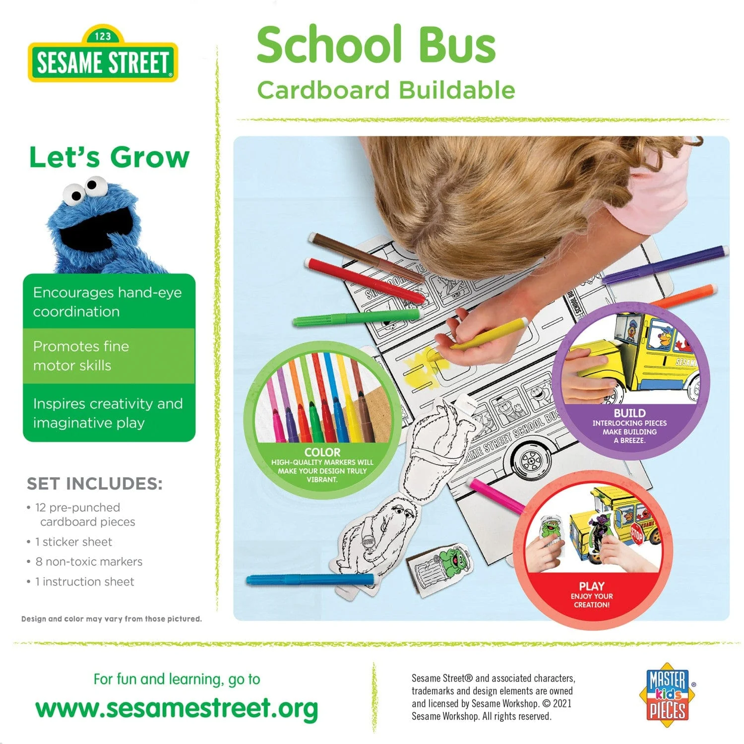 Sesame Street - School Bus Cardboard Buildable Craft Kit - Image 3