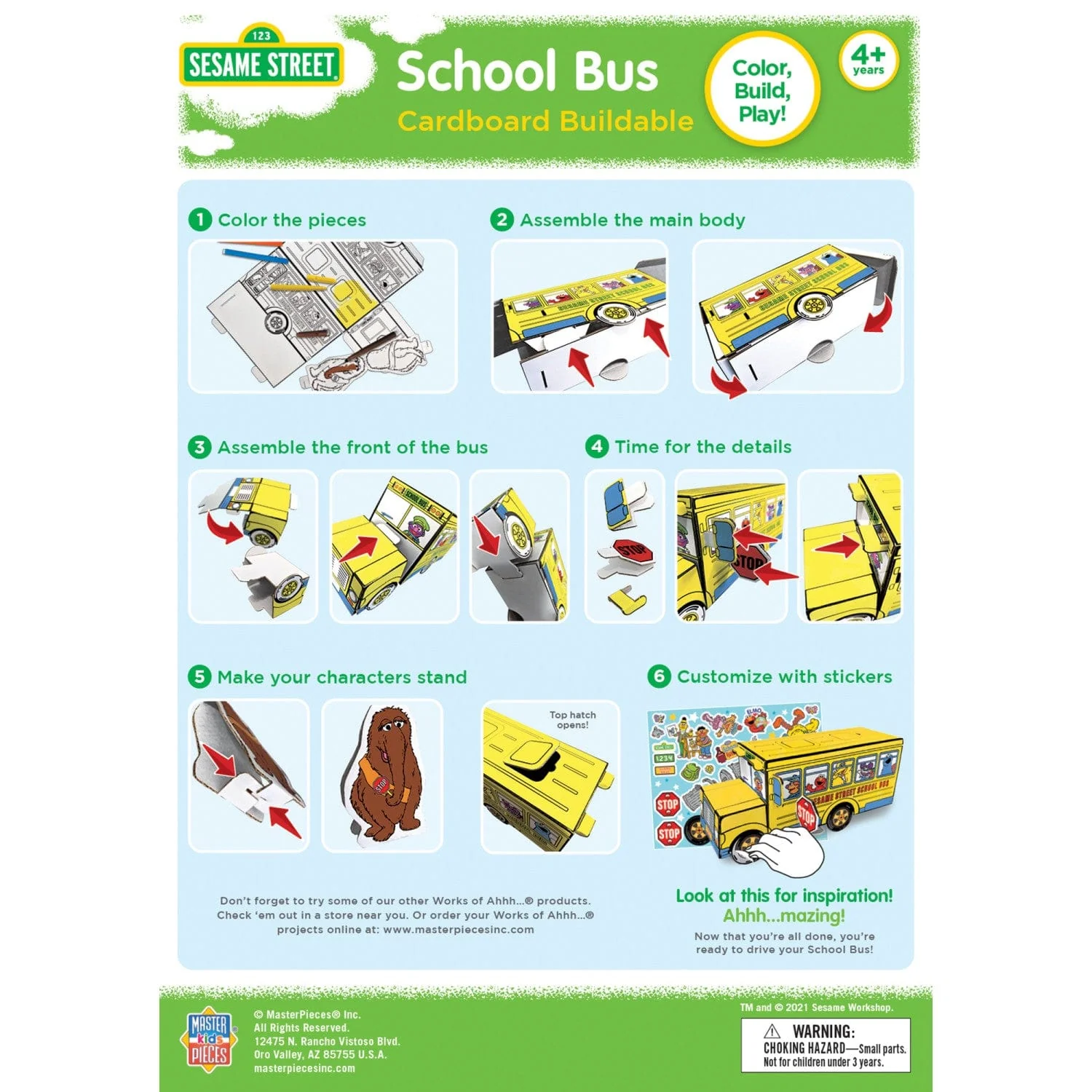 Sesame Street - School Bus Cardboard Buildable Craft Kit - Image 4