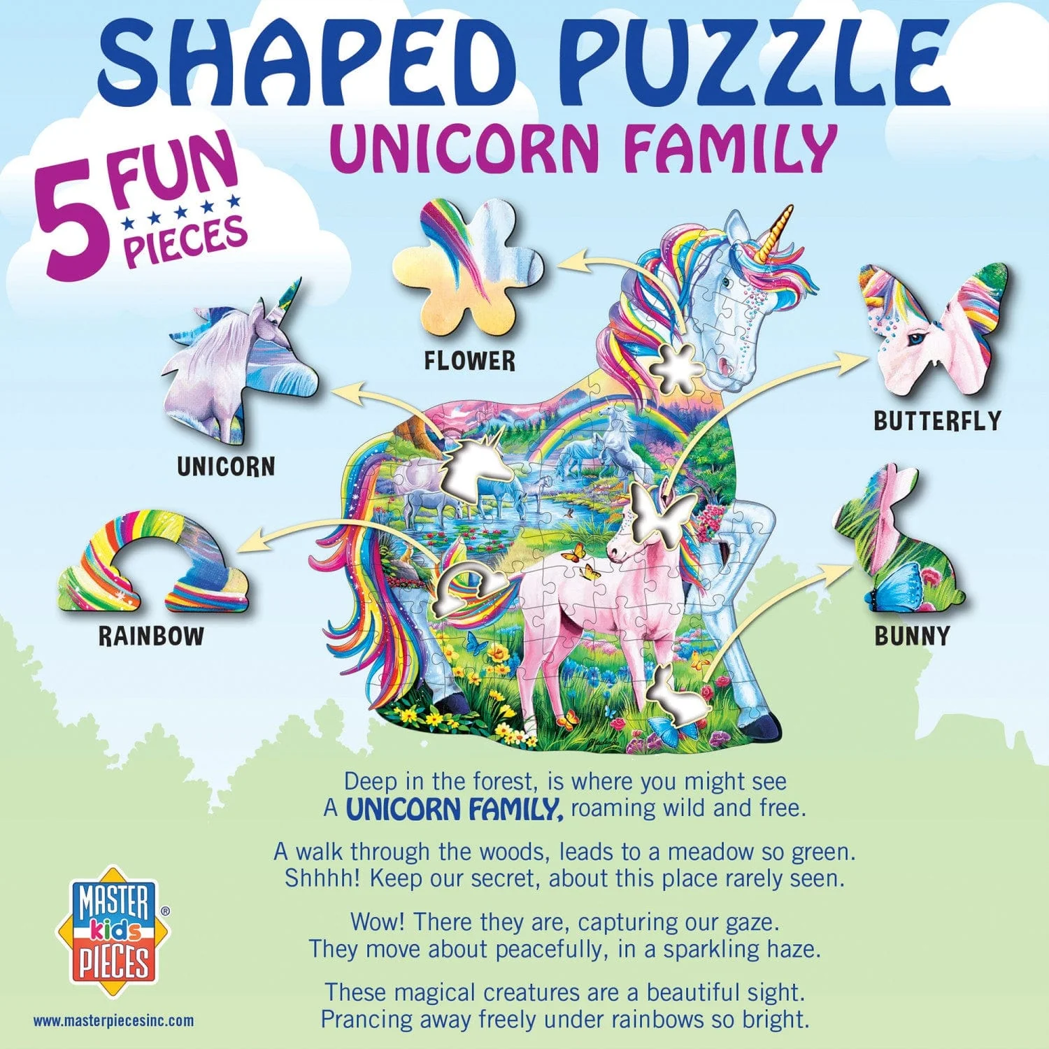 Unicorn Family - 100 Piece Shaped Jigsaw Puzzle - Image 3