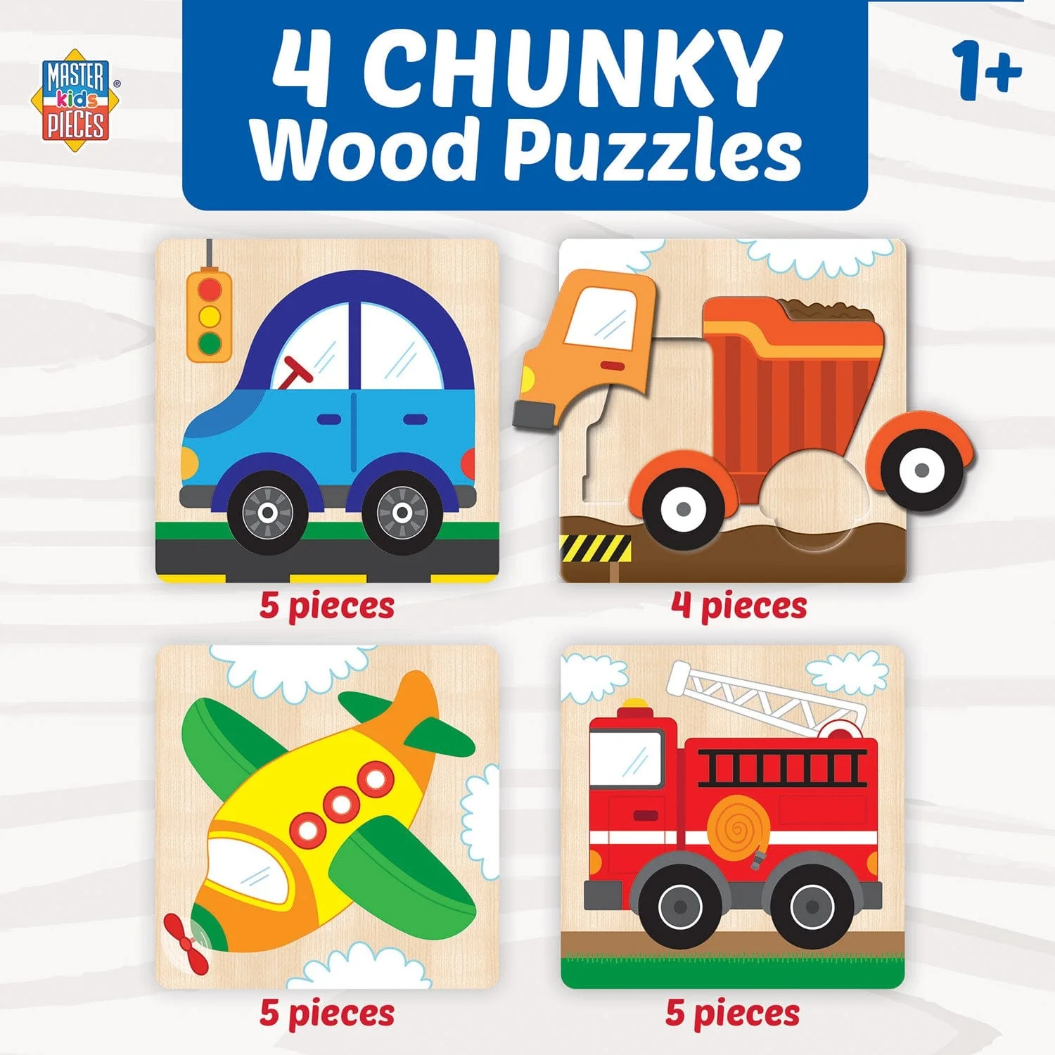 Vehicles Chunky Wood Puzzles - Kids 4 Pack - Image 7